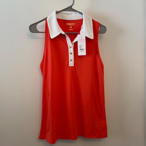 Lilly Pulitzer UPF50+ Imara Red Mizner (Salmon) Polo Tank -Size M -NEW w/tags - Picture 5 of 5